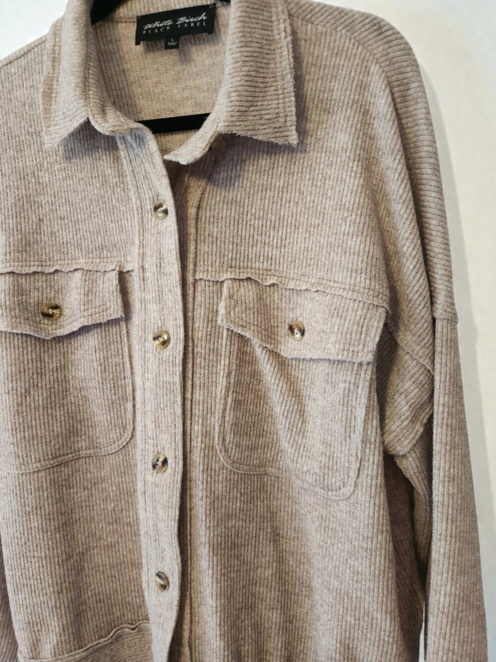 White Birch Black Label Shacket Large Cozy Ribbed Button Down Jacket - Picture 4 of 11